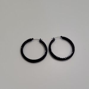 Black GLITTER Hoop Earrings